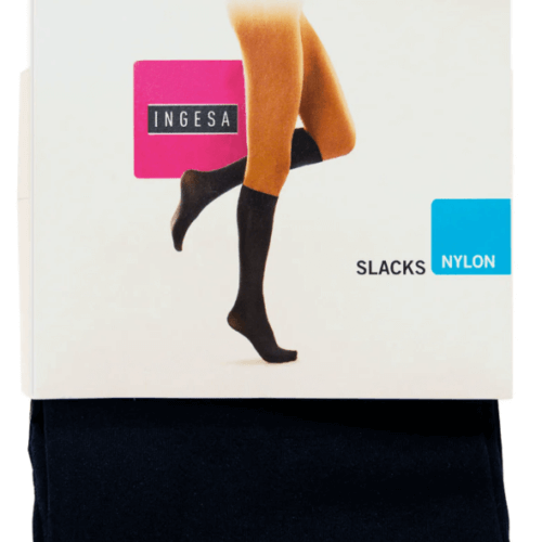 media slacks nylon hasta la rodilla color negro intenso